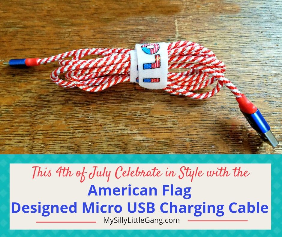 Celebrate the 4th of July in Style w/this American Flag Micro USB Charging Cable