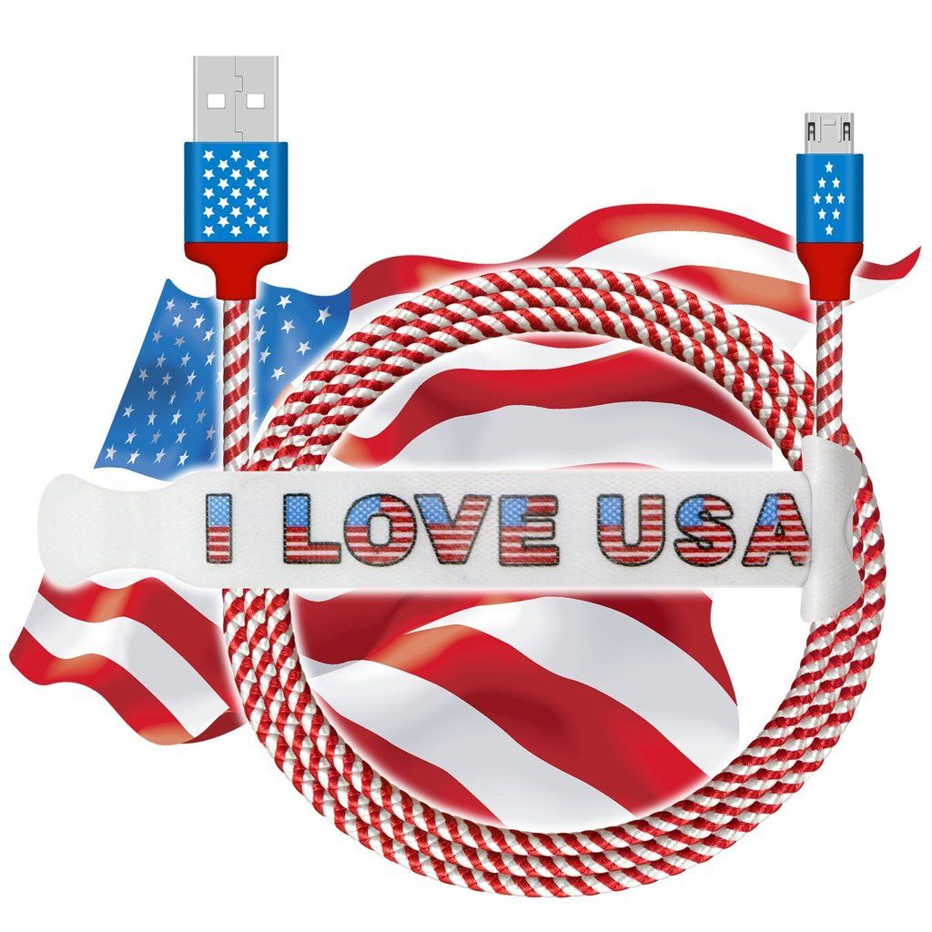 4th of July American Flag Micro USB Charging Cable