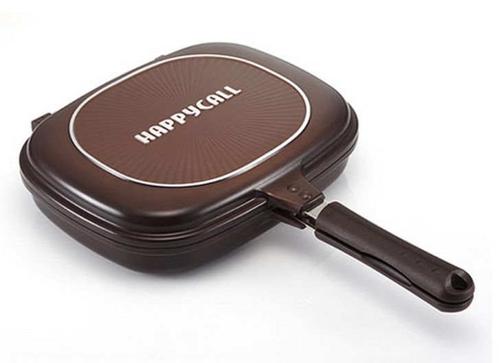 Happycall DoubleSided Pressure Jumbo Grill Pan Color Brown eBay
