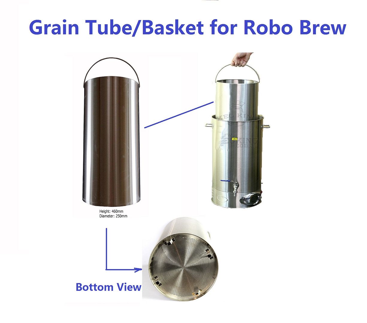 Robo Brew Stainless Steel Grain Tube/Basket for All Grain Brewing to
