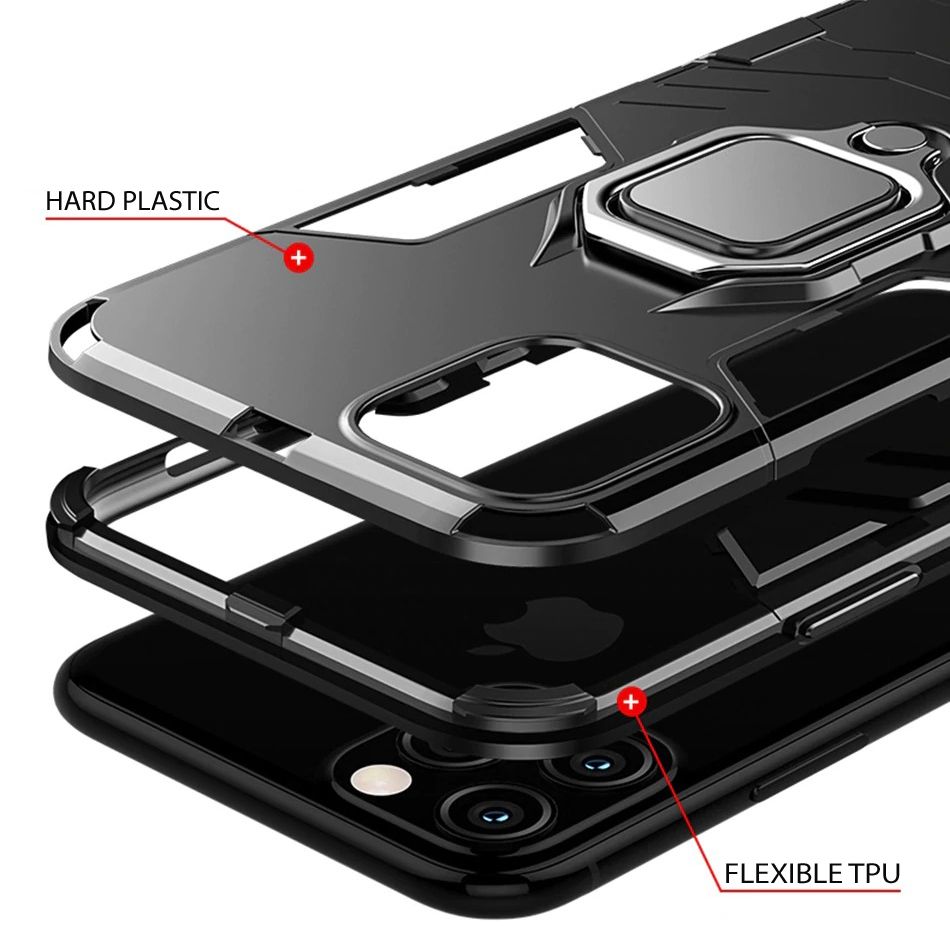 SHOCKPROOF ARMOR Finger Ring Magnet Back TPU Case Cover ...