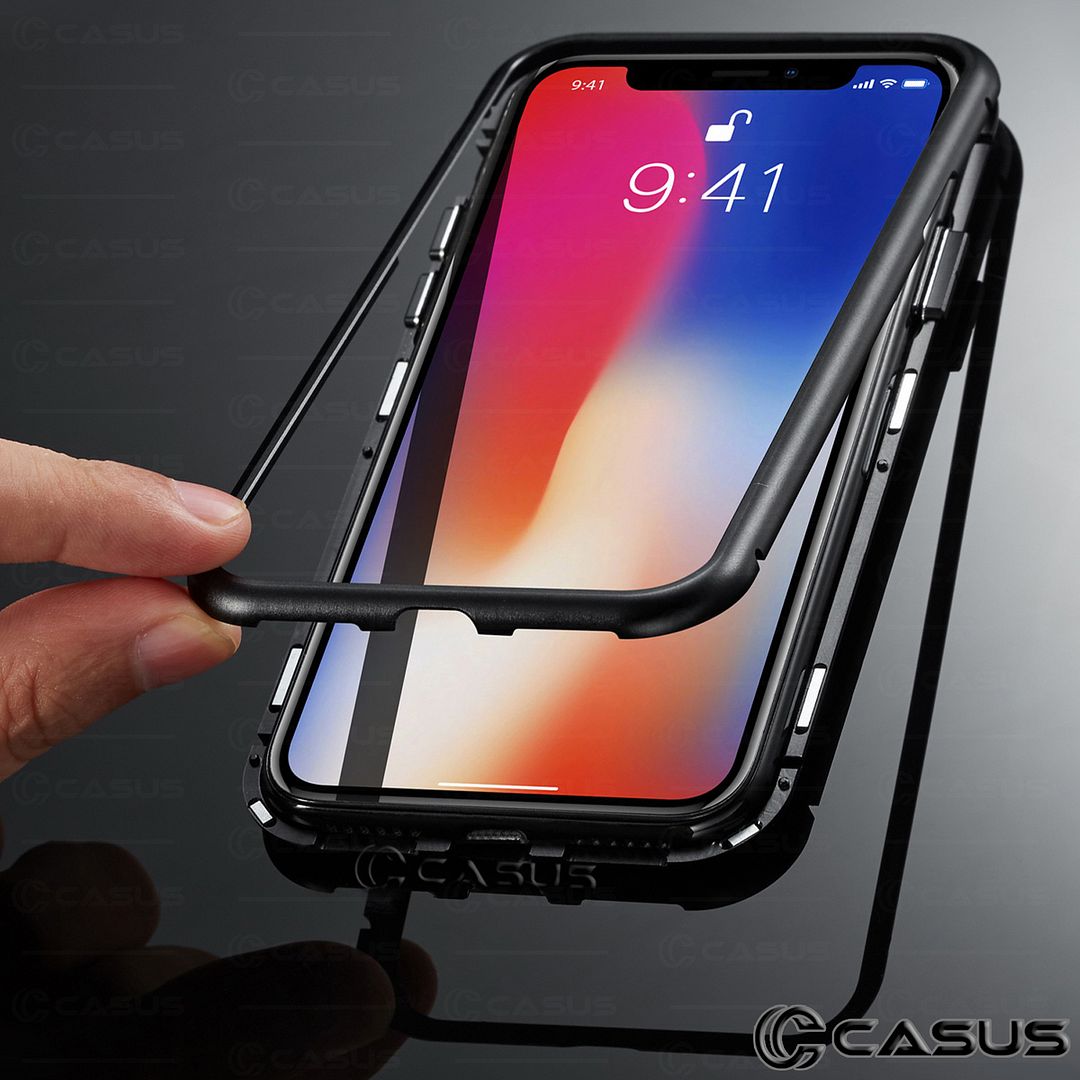 Iphone Xs Max Xr X Luxury Magnetic Metal Frame Tempered Glass Back