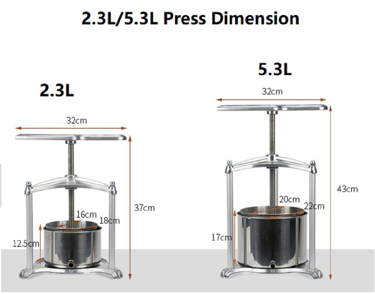 New Generation 5.3L Multi-purpose Stainless Steel//Alloy Fruit Press for Homebrew